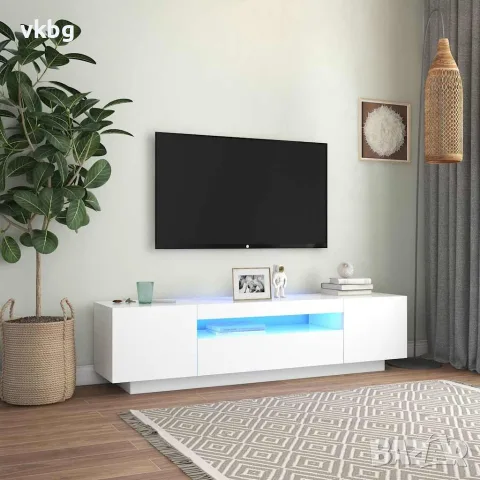 Шкаф за телевизор с LED осветление, 160x35x40 см