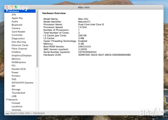 Apple Mac mini 2014 – Core i5 / 4GB RAM / 500GB – macOS Catalina, снимка 6 - Работни компютри - 56700862