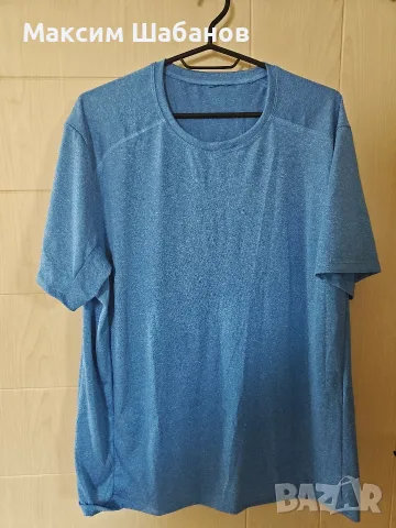 Мъжка спортна тениска за фитнес и тренировки (Син меланж, размер L/XL)