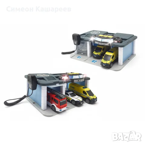 Детска спасителна станция Dickie Toys със светлини и звуци (Полиция и Пожарна)