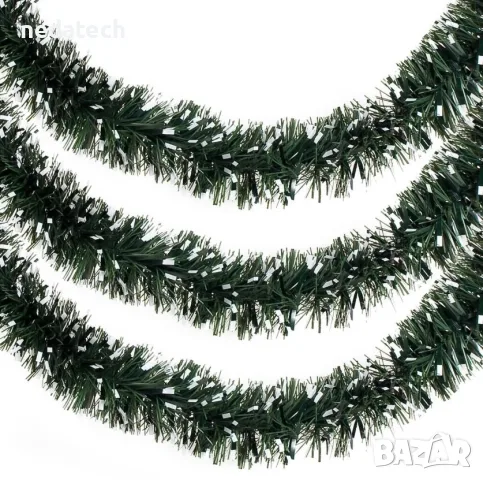 Коледна зелена заснежена гирлянда Tinsel 3 м x 10 см