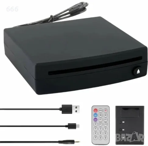 CD плейър за кола с USB порт, универсален преносим външен CD/DVD плейър