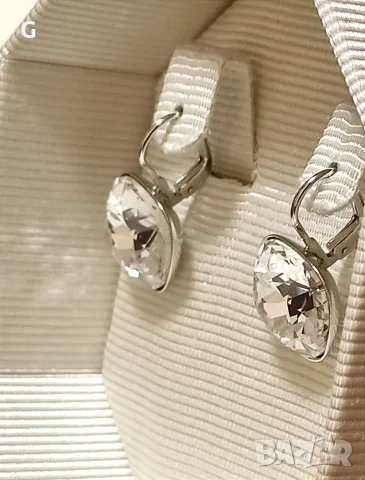 Swarovski sylver-tone crystal drop обеци, снимка 6 - Обеци - 56558109