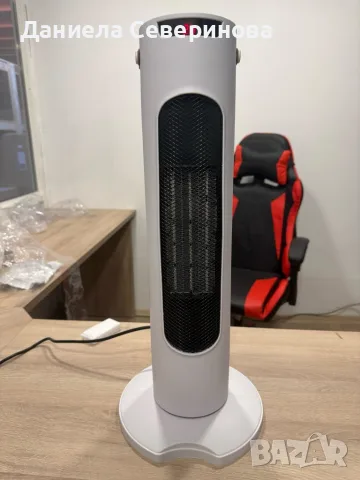 Вентилаторна печка 2-в-1 с керамичен нагревател, осцилация 60°, дистанционно и LED дисплей – 1500W,