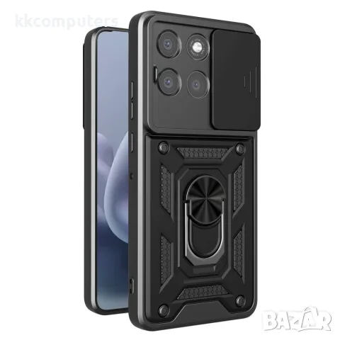 Калъф за Motorola Moto G87 / G77 / G67 5G PC + TPU с Въртяща се Стойка, Плъзгащ Капак за Камерата и 
