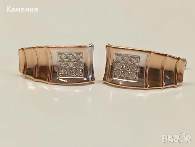 Руско злато. Обеци с брилианти 