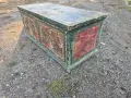Антикварен-Стар Рисуван Дървен Родопски Сандък, снимка 5