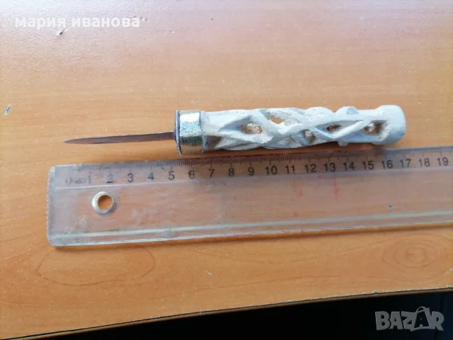 Ножка с дървена дръжка с резба, снимка 4 - Ножове - 56644777