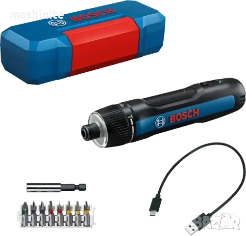 Акумулаторна отвертка Bosch GO с USB кабел и накрайници