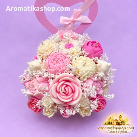 „Розова Приказка“ – Ароматен соев букет, снимка 6 - Декорация за дома - 56682244