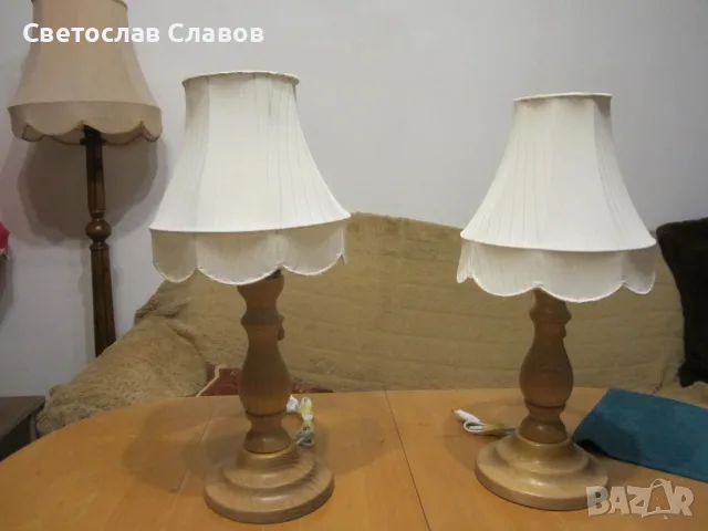 Комплект настолни /нощни/ лампи от стругован дъб  - 4