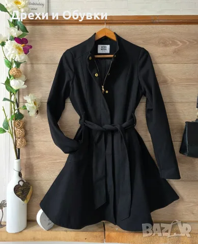 Черно разкроено палто Vero Moda, снимка 3 - Палта, манта - 56616335