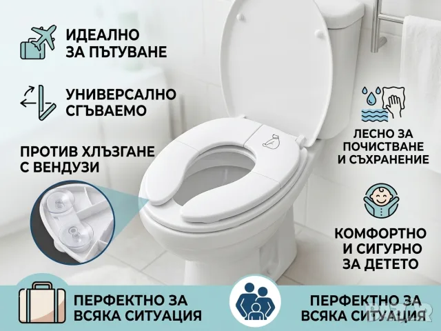Бяла приставка за тоалетна чиния