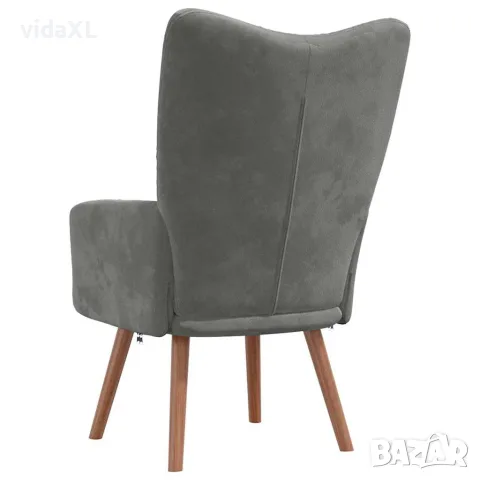 vidaXL Релакс стол, тъмносив, кадифе, снимка 4 - Дивани и мека мебел - 56146851