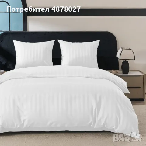Спален комплект 4 части - 160x200 см с 2 калъфки, сатенени райета, микрофибър/памук, с цип, хипоалер