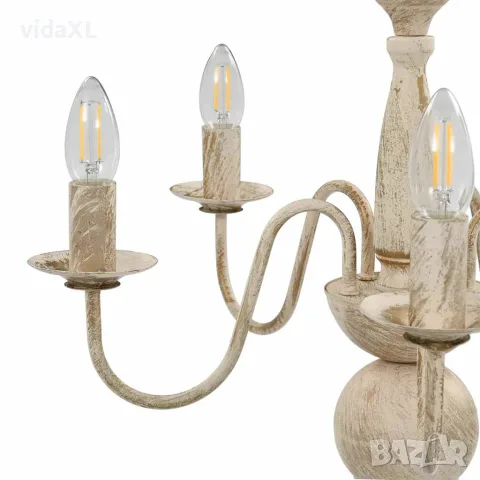 vidaXL Полилей, антично бяло, 5 х Е14 крушки, снимка 3 - Полилеи - 56146566