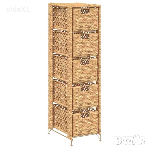 vidaXL Скрин с 5 чекмеджета-кошници, 25,5x37x100 см, воден хиацинт