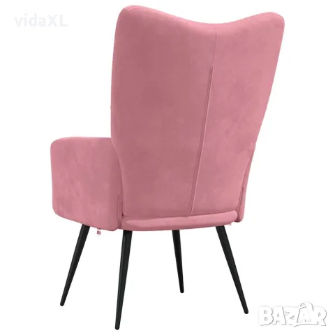 vidaXL Релаксиращ стол, розов, кадифе, снимка 4 - Столове - 56146828