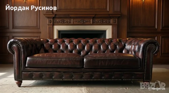 Оригинален кожен диван Chesterfield Честърфийлд естествена телешка кожа