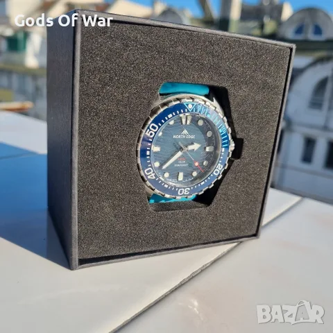 Solar-powered diving watch NORTH EDGE TRITON, Blue, Blue silicone strap, снимка 3 - Мъжки - 56747385
