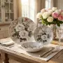 Луксозен керамичен сервиз за хранене White Roses – 18 части, снимка 1