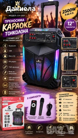 Преносима караоке тонколона 12" 