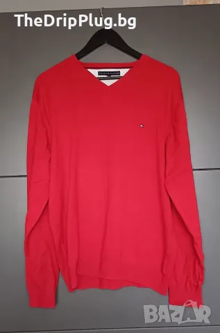 Tommy Hilfiger мъжки пуловер размер 2ХЛ памук,червен