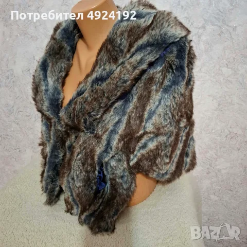 RARE Пончо/Пелерина с пух, снимка 3 - Якета - 56629730