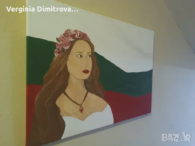  Ръчно рисувана картина „Българка“ на платно 50х70см – Патриотичен декор