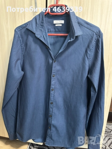 Заглавие: Мъжка риза Calvin Klein (Slim Fit) – размер 40 / 15½ (М)