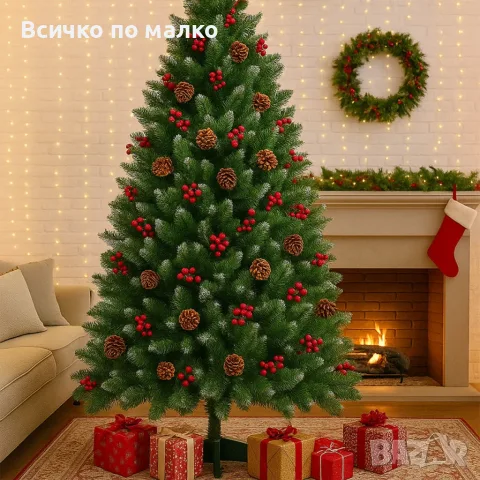 Коледна елха с глог и шишарке