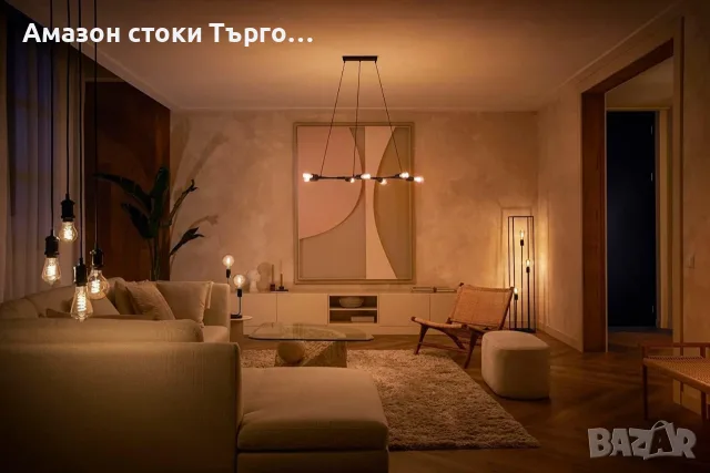 Смарт LED крушка Philips Hue Filament A60 E27, винтидж, снимка 4 - Лед осветление - 56561365