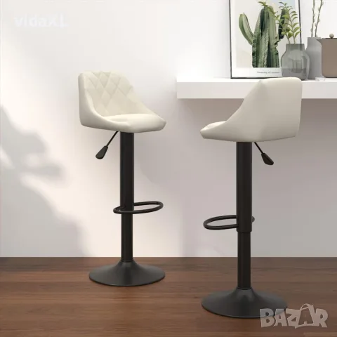 vidaXL Бар табуретки, 2 бр, кремави, кадифе, снимка 2 - Столове - 56147108