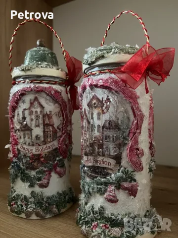 Декупаж, коледни буркани.