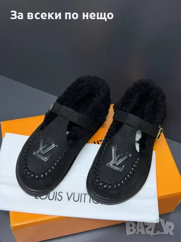 Louis Vuitton Дамски Велурени Обувки С Пухкава Подплата LV Лого И Каишка С Катарама Код SK2514