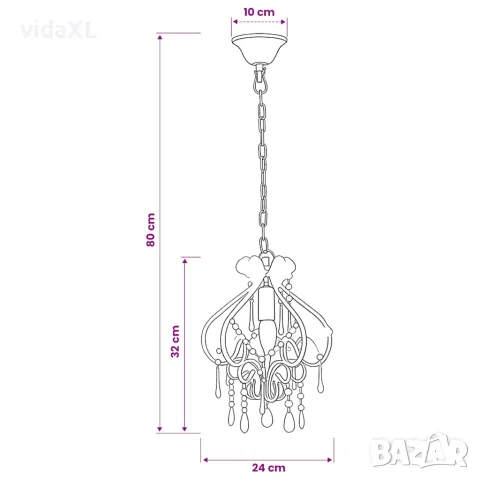 vidaXL Полилей с кристали, розов, кръгъл, E14, снимка 6 - Полилеи - 56146468