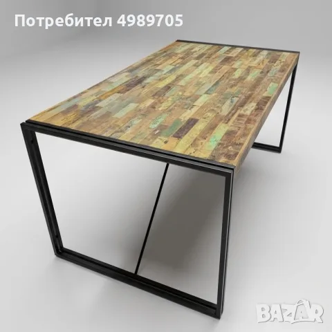 Дизайнерска, дървена, трапезна маса 160х90 от масивно дърво и метал – индустриален стил