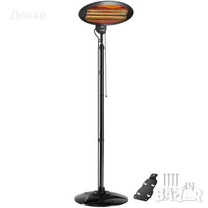 Инфрачервен нагревател Tectake Solaris Monolith 2000 W с регулируема височина - черен