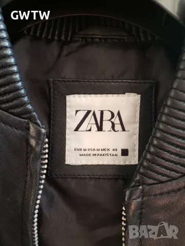 Zara естествена кожа бомбър, снимка 6 - Якета - 56641612