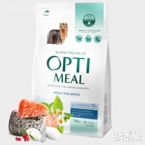 Пълноценна Храна за Мини Породи - със Сьомга - 0.7кг/4кг - Mini Adult Salmon - OPTIMEAL