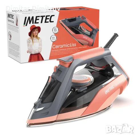 Imetec CeramicLiss парна ютия 2400W, керамична плоча, парен удар 180 г, против котлен камък