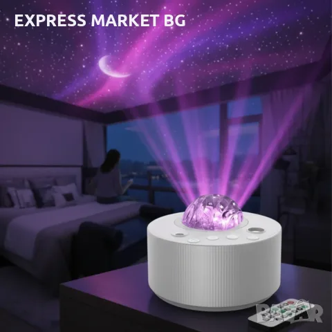 Северно сияние, RGB звездно небе, лазерен проектор, светлина бял шум