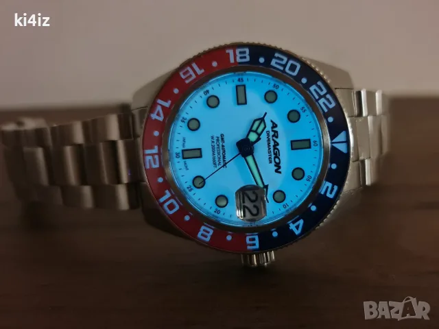 БАРТЕР! Оригинален Aragon Automatic Dive Master Full lume dial Pepsi bezel 40mm., снимка 9 - Мъжки - 56615369