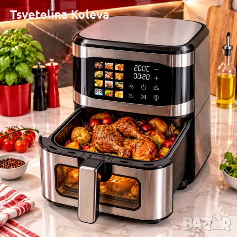 Фритюрник с горещ въздух 8L, 1700W с 12 програми, снимка 2 - Фритюрници - 56562264