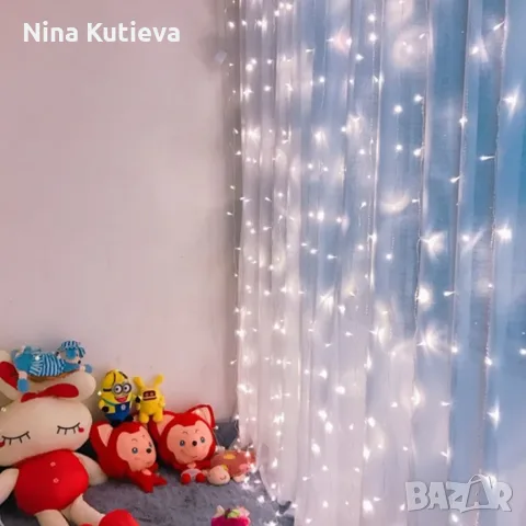 Коледна завеса от лампички, снимка 6 - Декорация за дома - 56555163