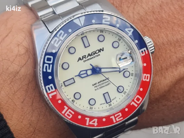 БАРТЕР! Оригинален Aragon Automatic Dive Master Full lume dial Pepsi bezel 40mm., снимка 7 - Мъжки - 56615369