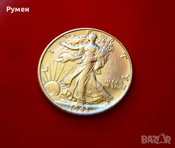 Half Dollar 1943 г-USA.Сребро!, снимка 3 - Нумизматика и бонистика - 47610517