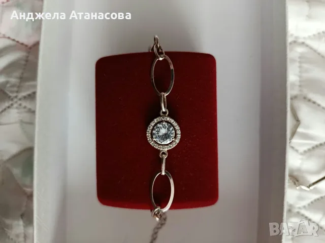 Нежна сребърна гривна с блестящ цирконий (проба 925)