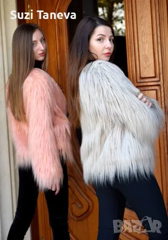 Късо палто с косъм, снимка 2 - Палта, манта - 56685094