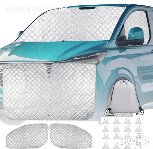 Термозащитен сенник за предно стъкло за за Ford Transit Custom 2012-2024, комплект от 3 части 